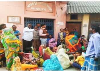 ভাতাড়ের বড়বেলুন-১ পঞ্চায়েতে বিজেপির অবস্থান বিক্ষোভ