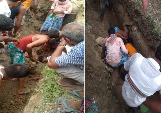 গর্ত করে পুরনো ইঁট সংগ্রহ করতে গিয়ে মাটির ধস চাপা পড়ল শ্রমিক