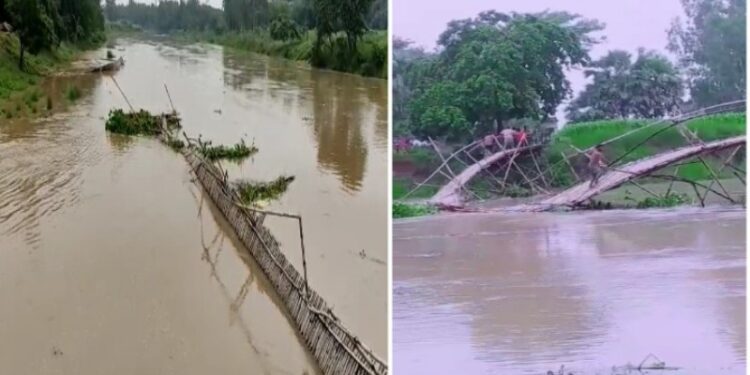 জল ছাড়া শুরু হল জলাধারগুলি থেকে,বাঁকুড়ার শালী নদীর উপরে বাঁশের সাঁকো ভেঙে বিচ্ছিন্ন একাধিক গ্রাম