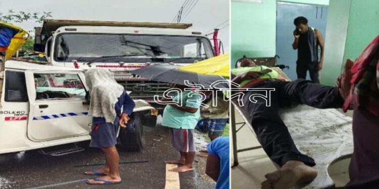 ভাতারে ডাম্পারের সঙ্গে ছানার গাড়ির মুখোমুখি সংঘর্ষ, আহত ১০ জন