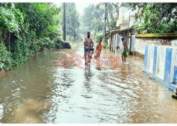কাটোয়ায় প্রবল বৃষ্টিপাতে জলমগ্ন দুই ওয়ার্ড