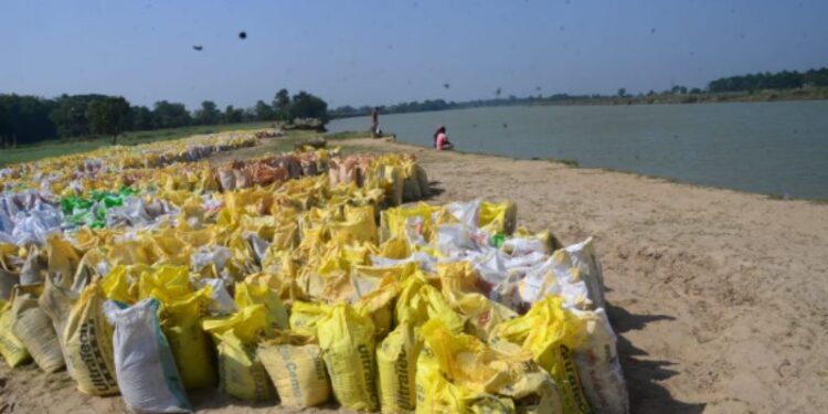 ভাঙন রোধে বালির বস্তা,অসন্তোষ কাটোয়ার বিধায়কের