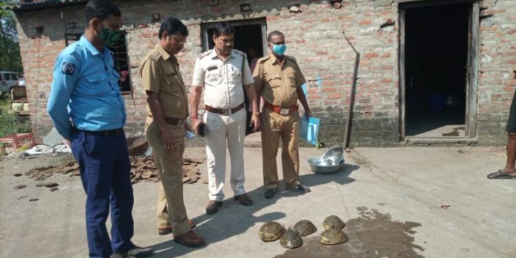 রাস্তা থেকে ৫ কচ্ছপ উদ্ধার করে বনদপ্তরের হাতে তুলে দিল ভাতার থানার পুলিশ