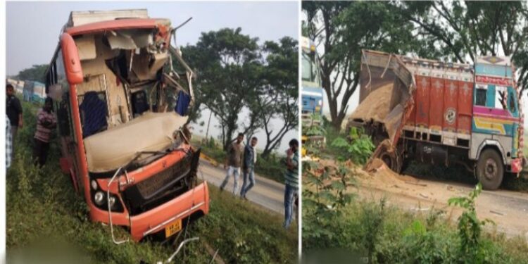 বাস ও ট্রেন দুর্ঘটনায় গুরুতর জখম ২