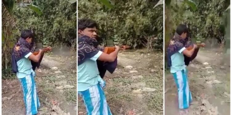 দিনে-দুপুরে গুলি চালাচ্ছেন পঞ্চায়েত প্রধানের দেবর, ভিডিও ঘিরে চাঞ্চল্য হরিশ্চন্দ্রপুরে