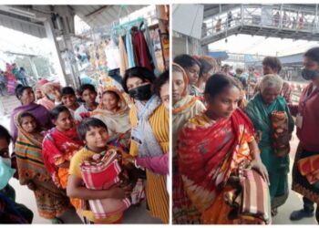 অসহায় মানুষদের হাতে শীতবস্ত্র তুলে দিল গৃহবধূদের গ্রুপ ‘খোলা জানলা’