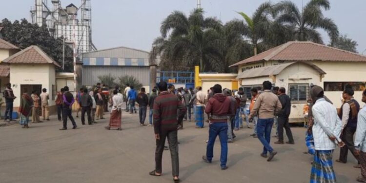 সহায়ক মূল্যে ধান কেনার দাবিতে গলসির রাইস মিলে বিক্ষোভ চাষিদের