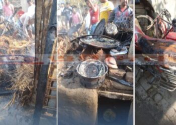 পূর্ব বর্ধমানের কেতুগ্রামে ভয়াবহ অগ্নিকাণ্ডে ভস্মীভূত মাটির বাড়ি