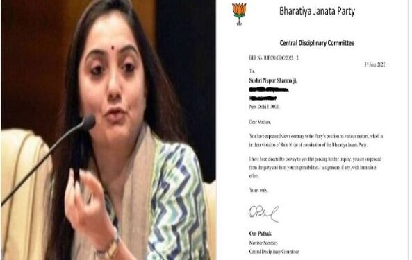 কথিত ধর্মনিন্দার অভিযোগ :  জাতীয় মুখপাত্র নূপুর শর্মাকে বরখাস্ত করল বিজেপি