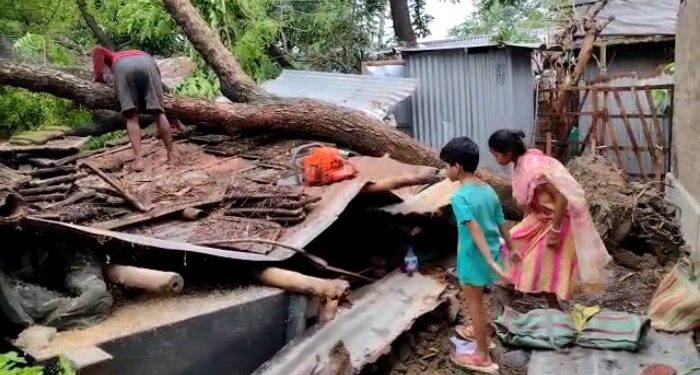 ঝড়বৃষ্টির সময় আস্ত গাছ ভেঙে পড়ল ঝুপড়ি ঘরে, বুদ্ধি করে দুই শিশুসন্তান ও নিজের প্রাণ বাঁচালেন গৃহবধু
