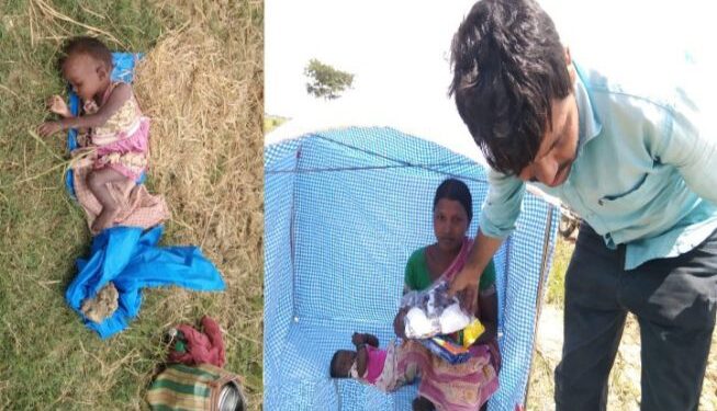 জনমজুর আদিবাসী দম্পতিদের  শিশুদের কষ্ট লাঘবে মুসলিম যুবকের মানবিক উদ্যোগ