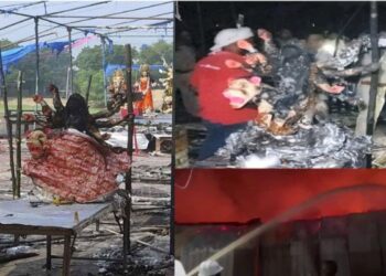 উত্তরপ্রদেশের ভাদোহির দুর্গা পূজা প্যান্ডেলে আগুন লেগে জীবন্ত দগ্ধ হয়ে ৫ জনের মৃত্যু, গুরুতর দগ্ধ ৬৪, গ্রেফতার ৫