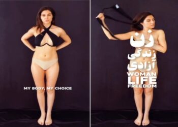 ‘মাই বডি-মাই চয়েস’- ক্যামেরার সামনে পোশাক খুলে হিজাবের বিরুদ্ধে প্রতিবাদ অভিনেত্রী এলনাজ নরোজির