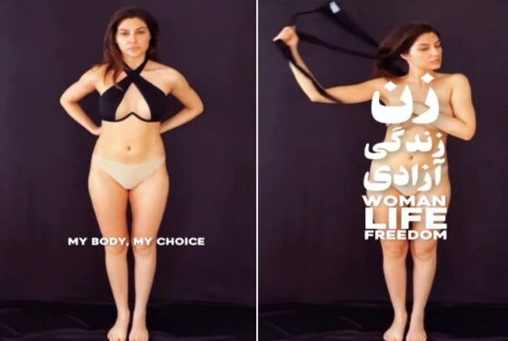 ‘মাই বডি-মাই চয়েস’- ক্যামেরার সামনে পোশাক খুলে হিজাবের বিরুদ্ধে প্রতিবাদ অভিনেত্রী এলনাজ নরোজির