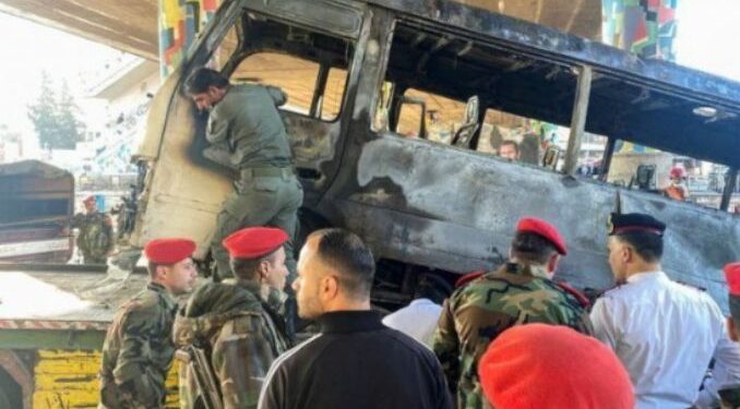 দামাস্কাসে সামরিক বাসে বিস্ফোরণ, নিহত ১৮, আহত ২০