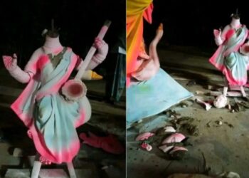 সরস্বতী পূজোর মুখেই প্রতিমা ভাঙচুর চালালো বাংলাদেশের এক জিহাদি