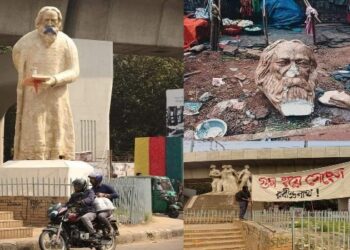 কবিগুরুর ভাস্কর্যের শিরোচ্ছেদ করে জঞ্জালের মধ্যে ফেলে রেখে গেল বাংলাদেশের জিহাদিরা