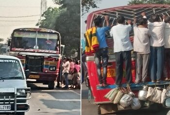 নিষেধাজ্ঞা সত্ত্বেও বাসের বাম্পারে ঝুলে যাত্রীদের যাতায়ত অব্যাহত রয়েছে পূর্ব বর্ধমানে