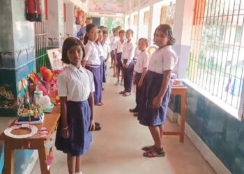 ফলতা অবৈতনিক প্রাথমিক বিদ্যালয়ের শিক্ষার্থীদের হাতের কাজের প্রদর্শনী