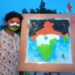নাক ও দাড়ি দিয়ে জাতীয় পতাকার আদলে ভারতের রঙিন মানচিত্র এঁকে তাক লাগালেন মঙ্গলকোটের রতন