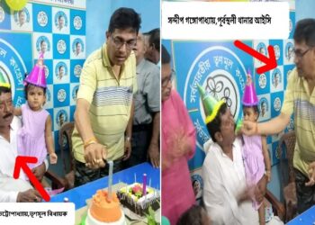 তৃণমূল কার্যালয়ে বিধায়কের জন্মদিন পালন করে বিতর্কে জড়ালেন পূর্বস্থলী থানার আইসি