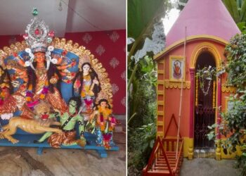 মঙ্গলকোটের কৃষ্ণপুরের ভট্টাচার্য্য পরিবারের শতাব্দী প্রাচীন দূর্গাপুজো আজ সার্বজনীন