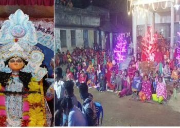 জগদ্ধাত্রী পুজোয় মেতে উঠল মেমারির শ্যামনগরের বাসিন্দারা