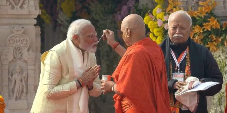 প্রধানমন্ত্রীর নরেন্দ্র মোদীর হাত দিয়ে হল রাম মন্দিরের শুভ উদ্বোধন