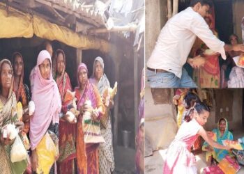 রোজার মাঝেই এলাকার ঘুরে ঘুরে ভিক্ষাজীবীদের হাতে নতুন পোশাক ও খাদ্য সামগ্রী বিতরণ করলেন যুবক