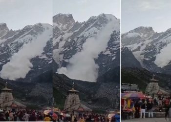 কেদারনাথ মন্দিরের পিছনের পাহাড় থেকে নেমে এক ভয়ঙ্কর বরফের স্রোত, অলৌকিকভাবে রক্ষা পেলেন পূণ্যার্থীরা