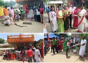 কেউটে প্রজাতির জ্যান্ত ‘ঝাঁকলাই’ সাপকে দেবীজ্ঞানে পুজো করেন বর্ধমনের সাত গ্রামের বাসিন্দারা