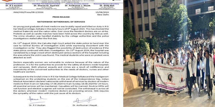 ডাক্তারদের প্রতিবাদকে সমর্থন করল ইমা : ১৭ অগাস্ট সরকারি- বেসরকারি হাসপাতালে ২৪ ঘন্টা ওপিডি, সার্জারি বন্ধ