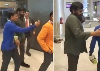 সেলফি তুলতে যাওয়া ভক্তকে ধাক্কা দিয়ে বিতর্কে জড়ালেন অভিনেতা চিরঞ্জীবী