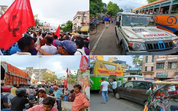 সিপিএমের পথ অবরোধে ব্যাপক যানজট ভাতার বাজারে, নাকাল সাধারণ মানুষ