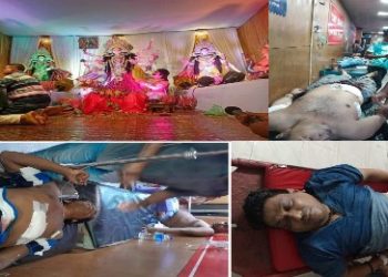 ঢাকার দুর্গাপূজা মন্ডপে জিহাদিদের পেট্রোল বোমা হামলা, বাধা দিতে গিয়ে জিহাদিদের ছুরি হামলায় গুরুতর আহত ৪