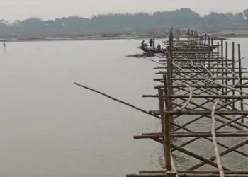 সেচ দফতরের অনুমতির তোয়াক্কা না করে দামোদরের বুকে বাঁশ পুঁতে তৈরি হচ্ছে সেতু, ক্ষুব্ধ সেচ মন্ত্রী