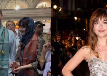 আহমেদাবাদে কোল্ডপ্লে কনসার্টের পরে প্রয়াগরাজে দেখা গেল মার্কিন গায়ক ক্রিস মার্টিন এবং অভিনেত্রী ডাকোটা জনসনকে