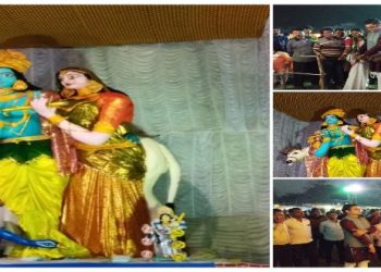 ভাতারের ঝুজকাডাঙ্গা সম্প্রীতি সংঘের সরস্বতী পুজোয় ৩১ ফুটের রাধা রাধাকৃষ্ণ মূর্তি ও পাগলা গারদের নজরকাড়া থিম