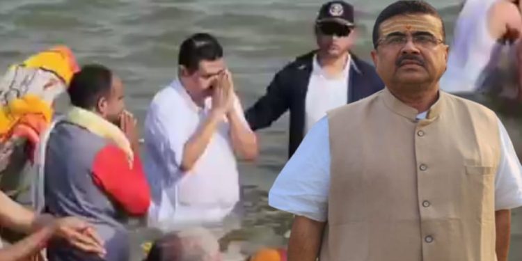মুখ্যমন্ত্রীর ‘মৃত্যুকুম্ভ’ মন্তব্য নিয়ে বিতর্কের মাঝেই মহাকুম্ভে পূন্যস্নান করে শুভেন্দু অধিকারী বললেন : ‘আত্মা তৃপ্ত হয়ে উঠল’