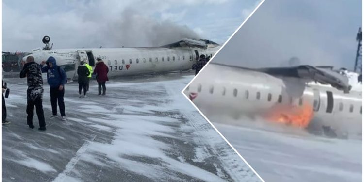 টরন্টোয় বিধ্বস্ত হল যাত্রীবাহী বিমান, শিশুসহ আহত বেশ কয়েকজন যাত্রী