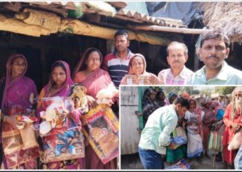 ঈদ উপলক্ষে দুঃস্থ মানুষদের হাতে নতুন পোশাক ও খাদ্যসামগ্রী তুলে দিলেন ভাতারের যুবক