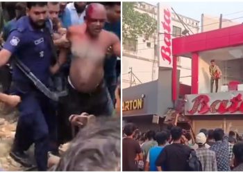 ধর্মনিন্দার মিথ্যা অভিযোগে হিন্দু স্বর্ণ ব্যবসায়ীকে নৃসংশভাবে মারধর ও দোকানে লুটপাট ; দেশ জুড়ে বাটার শোরুমে লুটপাট, চুড়ান্ত নৈরাজ্য বাংলাদেশে