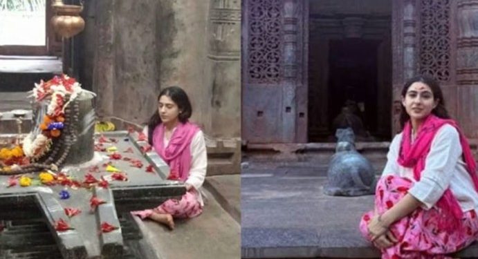 বলিউড অভিনেত্রী সারা আলি খান হুব্বালির প্রাচীন চন্দ্রমৌলেশ্বর মন্দিরে পুজো দিলেন