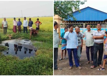ভাতারে চালকল থেকে নির্গত দূষিত জলে ফসল নষ্ট করে দিচ্ছে বলে অভিযোগ, প্রতিবাদে বিক্ষোভ