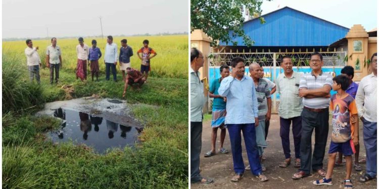 ভাতারে চালকল থেকে নির্গত দূষিত জলে ফসল নষ্ট করে দিচ্ছে বলে অভিযোগ, প্রতিবাদে বিক্ষোভ