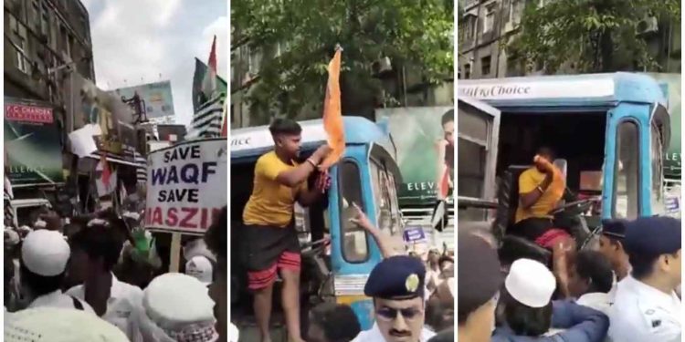 ওয়াকফ বিল বিরোধী জনতার চাপে পুলিশের উপস্থিতিতে বাস থেকে খোলানো হল গেরুয়া পতাকা ! নিন্দায় সরব অমিত মালব্য