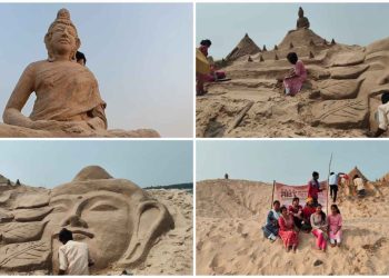 ভারত-পাক উত্তেজনার আবহে দামোদরে বালি দিয়ে বুদ্ধের মূর্তি গড়ে বঙ্গের বালি শিল্পীদের বিশ্ব শান্তির বার্তা প্রচার