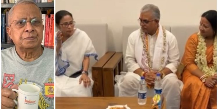 মুখ্যমন্ত্রীর সঙ্গে জমিয়ে গল্প করায় দলের অভ্যন্তরে প্রবল সমালোচনার মুখে দিলীপ ঘোষ, দীর্ঘশ্বাস ফেলে তথাগত রায় বললেন : ‘নববিবাহিত, আহ্লাদে বিগলিত দিলীপ কোথায় যাবে কে জানে ?’