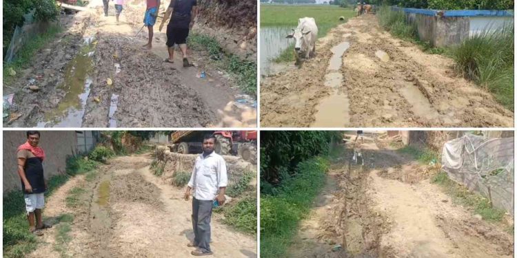 “পথশ্রী প্রকল্প” নিয়ে গর্ব করা রাজ্যে পথের অতীব বেহাল দশায় স্কুলে যাওয়াই বন্ধ করে দিল পড়ুয়ারা