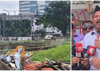 হিন্দুর জমিতেই ছিল ভেঙে ফেলা ঢাকার খিলক্ষেতের দুর্গামন্দির, “মৌলবাদী-নীচ- হিজরা” ইউনূস সরকারকে তুলোধুনো করলেন আইনজীবী গোবিন্দচন্দ্র প্রামাণিক